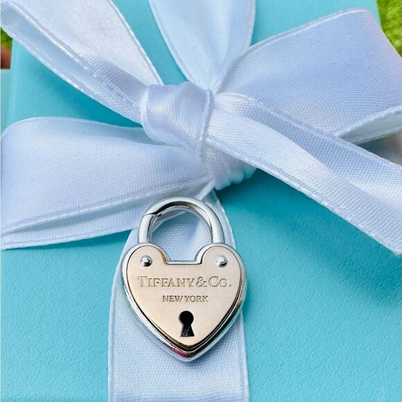 Rare and Retired Tiffany & Co. Heart Love Lock in Rose Gold Silver - Picture 1 of 2